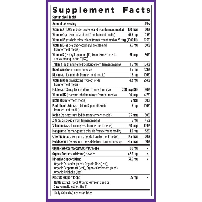 New Chapter One Daily Every Man's Multivitamin 55+ - Offers Eyesight, Immune System & Cellular Energy Support* - Contains Astaxanthin, Saw Palmetto & More - Gluten Free & Vegetarian - 72 Tablets Tablet for Men 72 Count (Pack of 1)