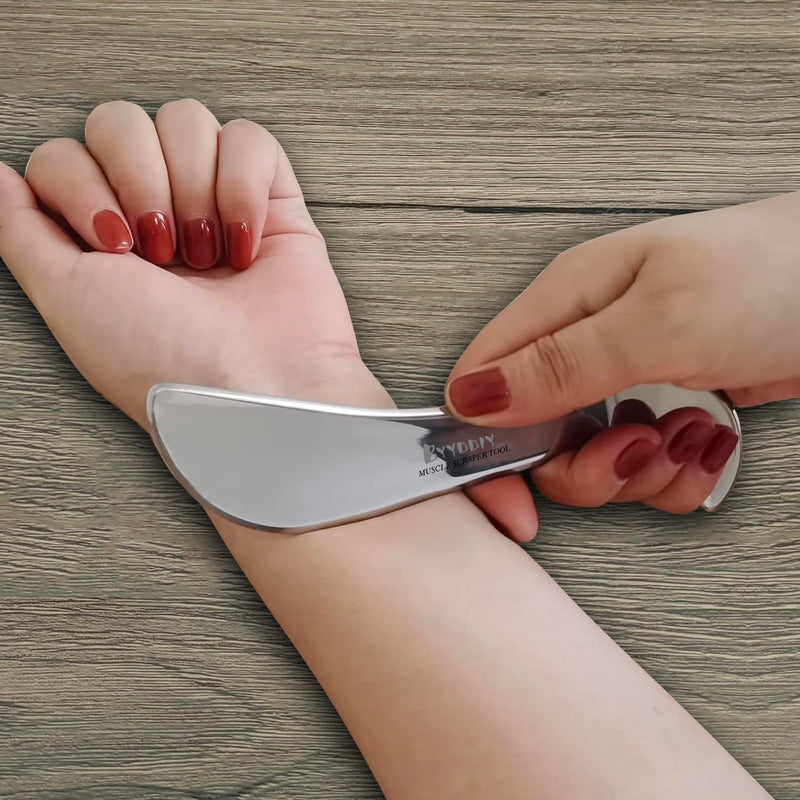 [Australia] - BYYDDIY Moon Shape 3 in 1 Stainless Steel Muscle Scraper Tools Set,Guasha Tool for Body,Scraping Massage Tools for Physical Therapy,Derma Edge Massage Tool & GuaSha Massage Scraper Tool (MN-SC1) MN-SC 