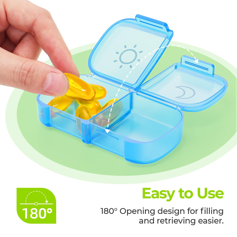 AUVON Weekly Pill Organizer 2 Times a Day, One-Sided Opening, Easy to Use | Weekly Pill Organizer 2 Times a Day, Pill Box 7 Day, Pill Case for Vitamins, Fish Oils, Supplements, Color-Coded Tracking Clear