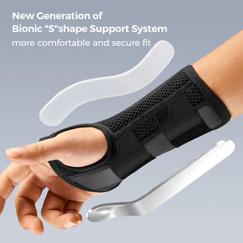 FREETOO Wrist Brace for Carpal Tunnel,[New Upgrade-Anatomically shaped] Adjustable Wrist Support Splint for Men and Women,Hand Brace for Pain Relief, Tendinitis,Arthritis,Right Hand,Medium,Black-Grey Right Hand (Black-Grey) Medium