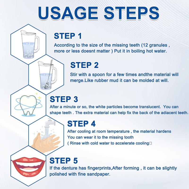 [Australia] - Tooth Repair Set Tooth Repair Set Tooth Repair Set Permanent Make Your Own Tooth Filling Make Your Own Temporary Dentures for Repairing Gaps in Broken Teeth with 4 Tools, 30g+5g 