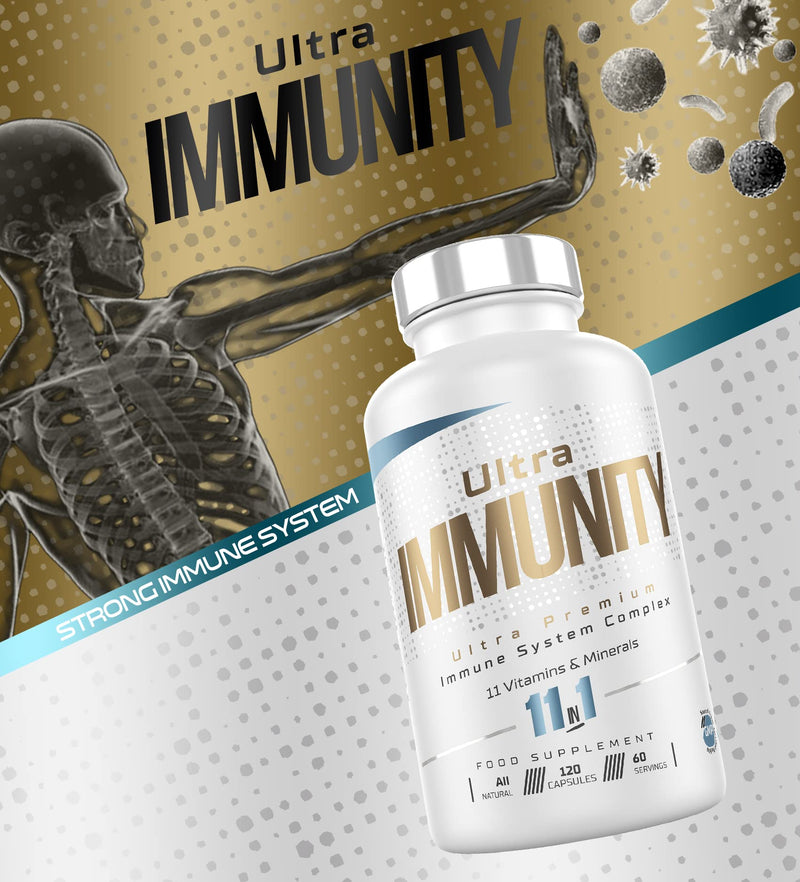 Ultra Premium Immune System Booster Supplement - Ultra Immunity | Immune System Support | Vitamin D, Vitamin C, Zinc, B12, Multivitamin 120 Capsules