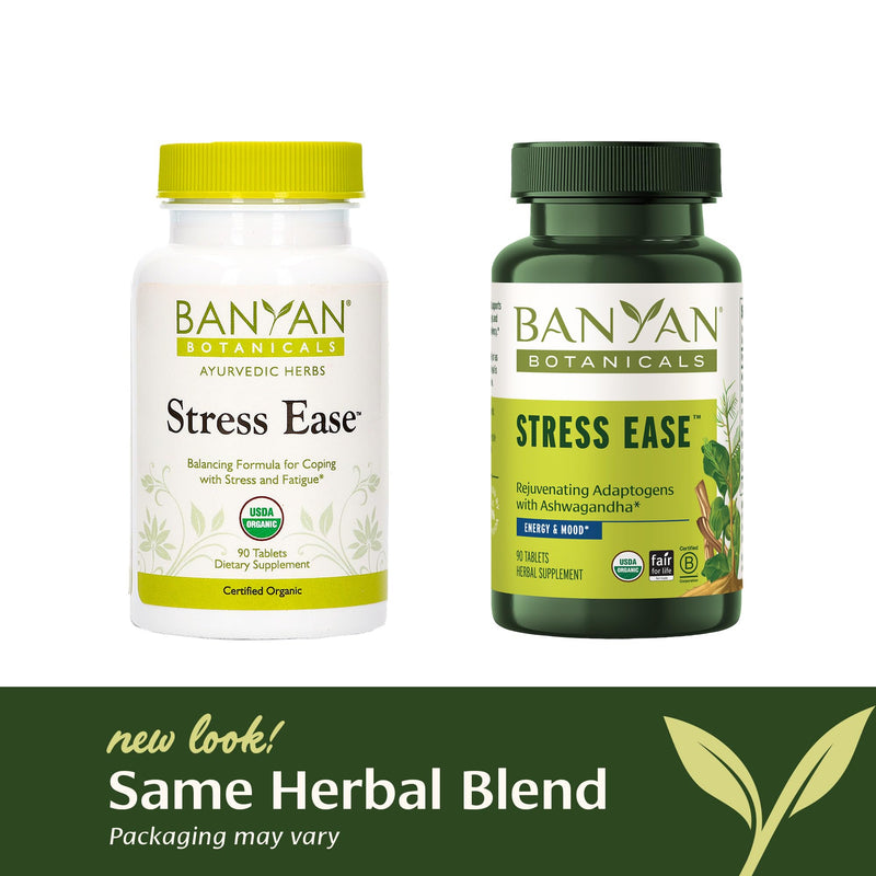 [Australia] - Banyan Botanicals Stress Ease – Organic Herbal Supplement for Stress & Fatigue* – with Ayurvedic Adaptogen Ashwagandha (Withania somnifera) Root – 90 Tablets – Non-GMO Sustainably Sourced Vegan 