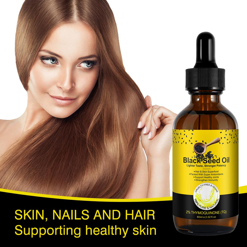 [Australia] - Black Seed Oil Organic Cold Pressed, 100% Pure and Natural Organic Black Seed Oil Liquid, Enriched with High TQ & Dynamic Harmony of Omegas 3 6 9, Hair Growth, Skin Cares, Nourishes and Hydrates Hair 