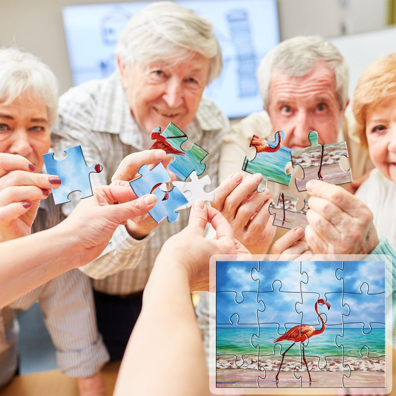 [Australia] - 5 Packs 16 Piece Large Jigsaw Puzzles for Dementia Alzheimer’s Products Activities, Alzheimer’s Puzzles Memory Cognitive Games for Elderly Seniors with 5 Storage Bags, Gift for Elderly Adults, Animal 