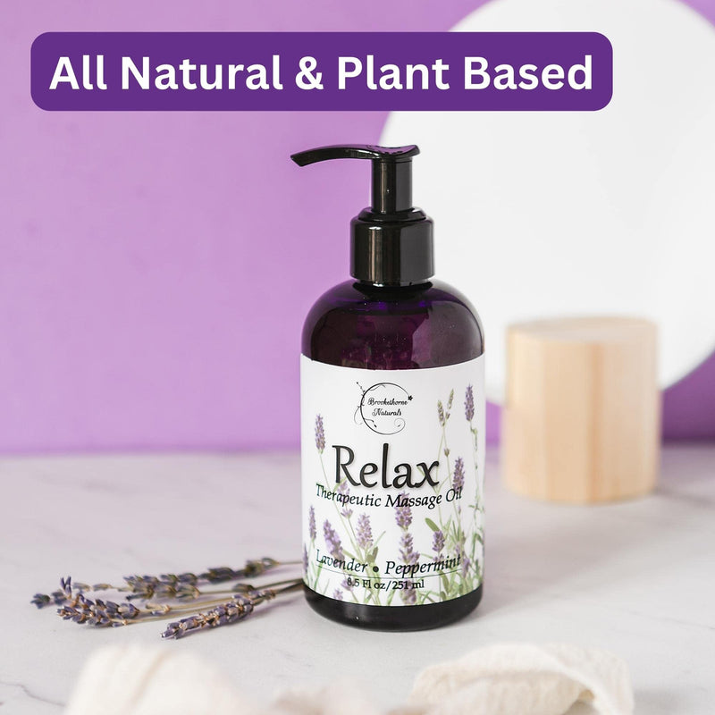 [Australia] - Relax Therapeutic Body Massage Oil - with Best Essential Oils for Sore Muscles & Stiffness – Lavender, Peppermint & Marjoram - All Natural - with Sweet Almond, Grapeseed & Jojoba Oil 8oz 8.5 Fl Oz (Pack of 1) 