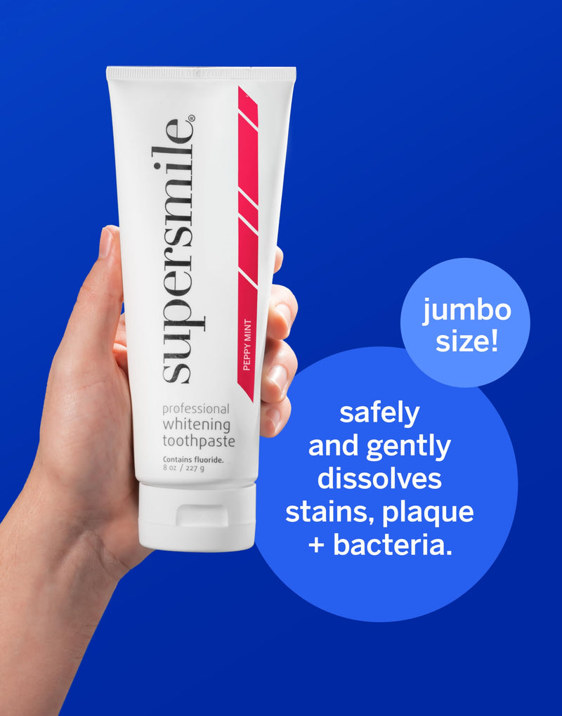 [Australia] - Supersmile Professional Whitening Toothpaste – Fluoride Toothpaste for Visibly Whiter Teeth – Whitens up to 6 Shades Peppy Mint 8 Ounce (Pack of 1) 