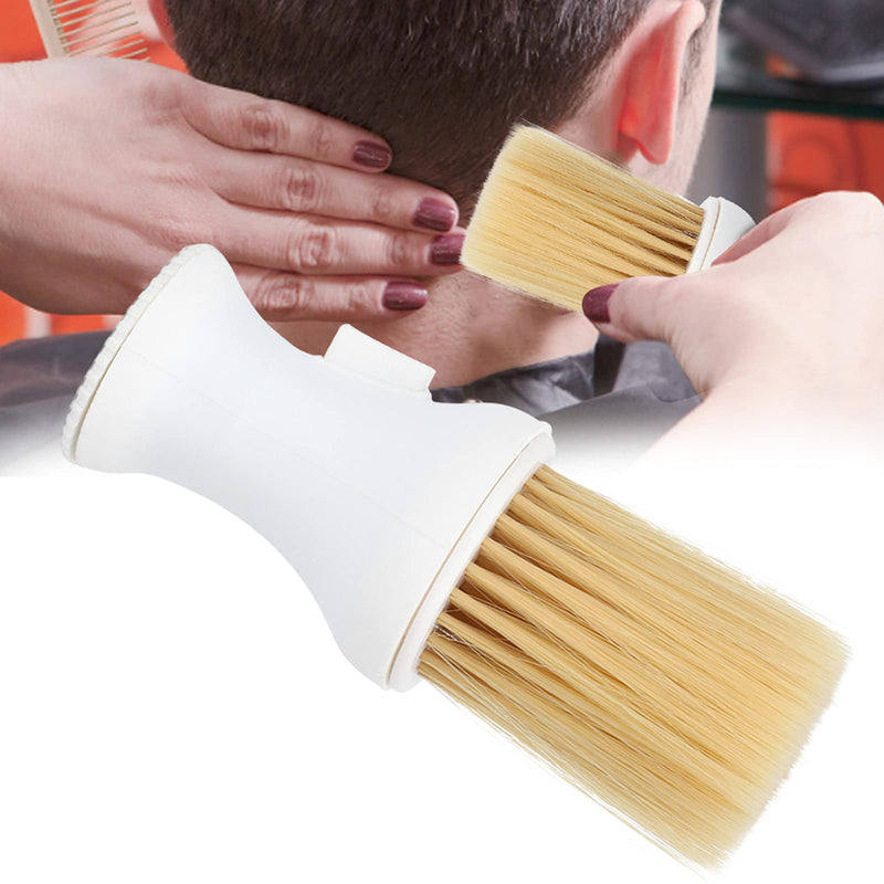 Neck Duster, Soft Barber Powder Brush Haircutting Cleaning Brush Hairbrush Neck Duster with Powder Dispenser for Neckline and Ears After Haircut(White)