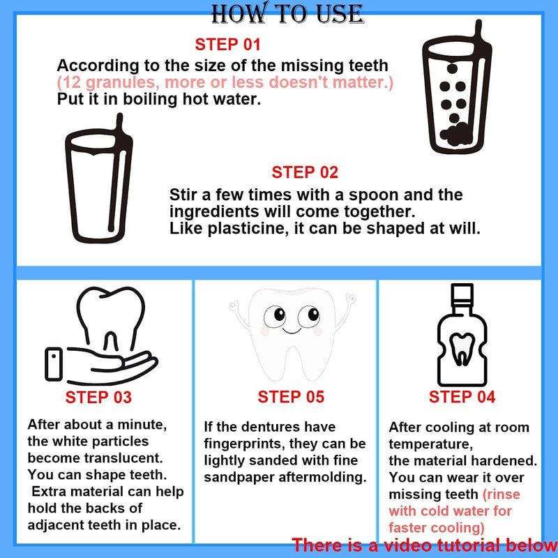 [Australia] - Provision Tooth Provision Repair Kit, 4 Types of Auxiliary molding Tools" Thermal Beads for Filling Fix The Missing and Broken Fake Tooth or DIY, Custom Grips, Handles and knobs, Model Making, protot 