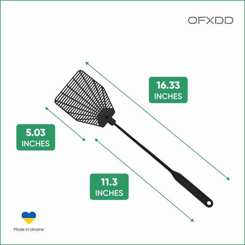 [Australia] - Rubber Fly Swatter, Long Fly Swatter pack, Fly Swatter Heavy Duty (3 Pack) (Black) Black 