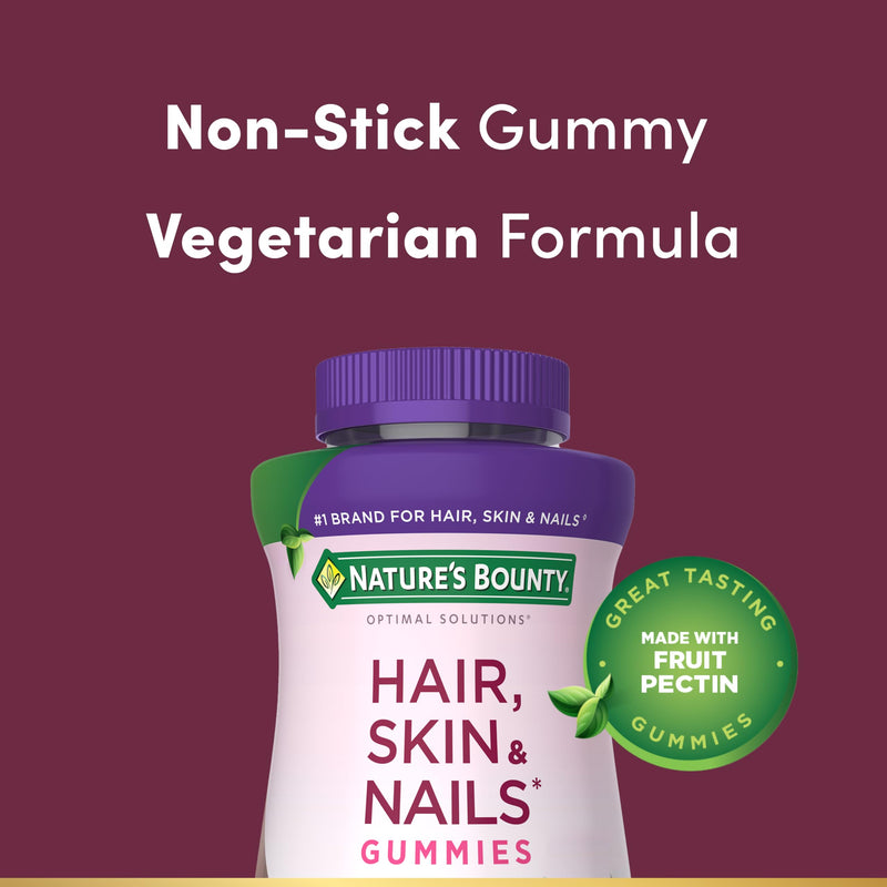 Nature's Bounty Optimal Solutions Advanced Hair, Skin & Nail Pectin Gummies 200 Count (Pack of 1)