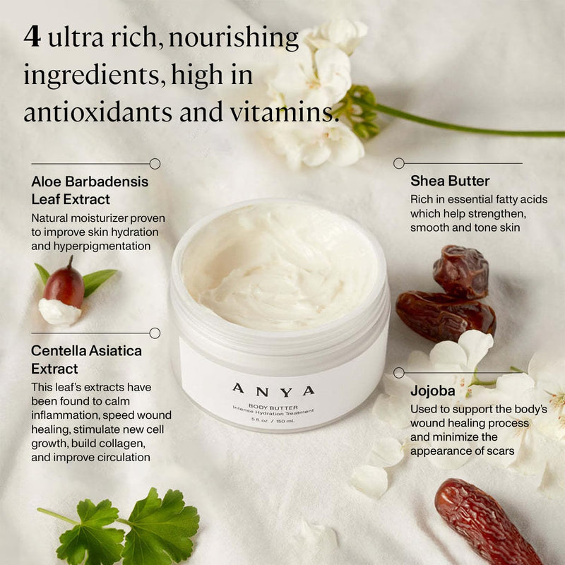 [Australia] - ANYA Body Butter, 5oz - Stretch mark repair and prevention lotion. Dermatologist-tested, Breastfeeding Safe ultra-rich cream, keeps skin hydrated postpartum. Essentials Gifts Baby Shower Gifts 