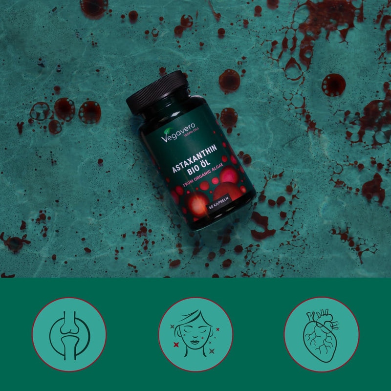 [Australia] - High-dose organic astaxanthin | Natural raw material from the EU – gentle CO2 extraction | Vegan | Algae + olive oil | Laboratory tested | 60 capsules | German production of Vegavero® 