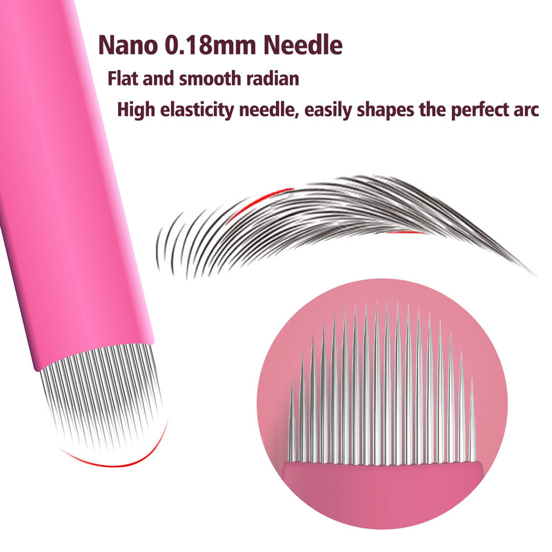 [Australia] - 50Pcs Professional Microlading Needles 0.18mm Diameter Disposable Manual Eyebrow Blades Tattoo Neddles Permanent Makeup Supplies Microblading Kits (16 U) 16 U 