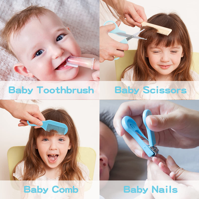[Australia] - Baby Grooming Kit, Infant Safety Care Set with Hair Brush Comb Nail Clipper Nasal Aspirator,Baby Essentials Kit for Newborn Girls Boys Blue 18 in 1 