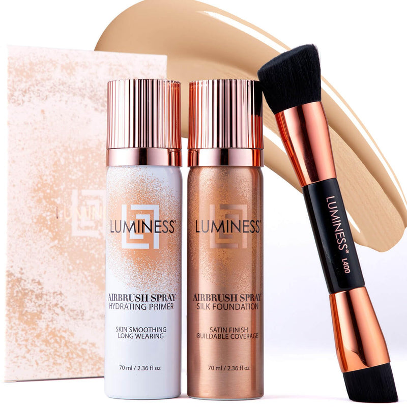 [Australia] - LUMINESS Complete Makeup Kit - Includes Face Palette, Airbrush Foundation, Primer and Brush - Silky, Long-Wearing, Easy to Blend, Perfect Makeup for Older Women, 4-PC Make Up Set (02 - Fair) 02 - Fair 