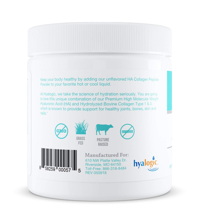 HA Professionals –Collagen Powder Supplement for Skin & Joints, Hyaluronic Acid + Zinc + Copper + Vitamins B6, B12 & C - Hydrolyzed Bovine Collagen Types 1 & 3, Unflavored, Easy Mix - 6.4 oz