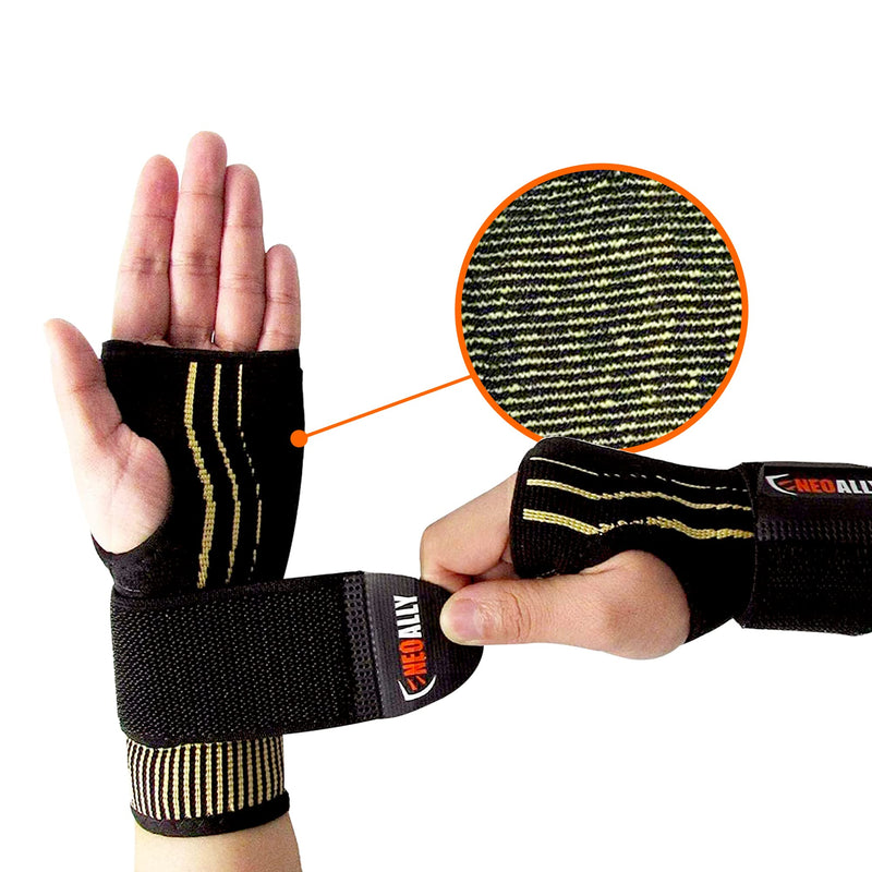 [Australia] - NeoAlly® - Copper Compression Wrist Sleeve with Adjustable Strap Extra Support Copper Infused Compression Wrist Brace for Carpal Tunnel Wrist Support, Large, 2 Pack Large (Pack of 2) 