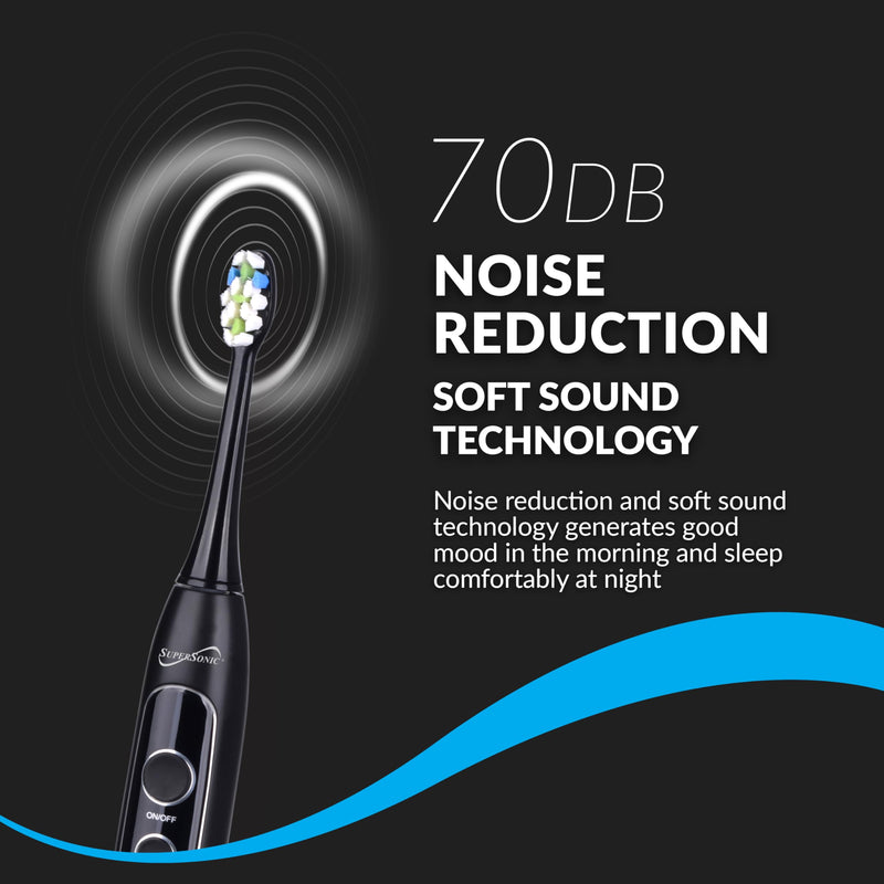 [Australia] - Supersonic TB-5100 Sonic Zoom Advanced Whitening Electric Toothbrush | 40,000 VPM | Wireless Charging | 5 Cleaning Modes | 8 Brush Heads | Auto Timer | Travel Case | Black 