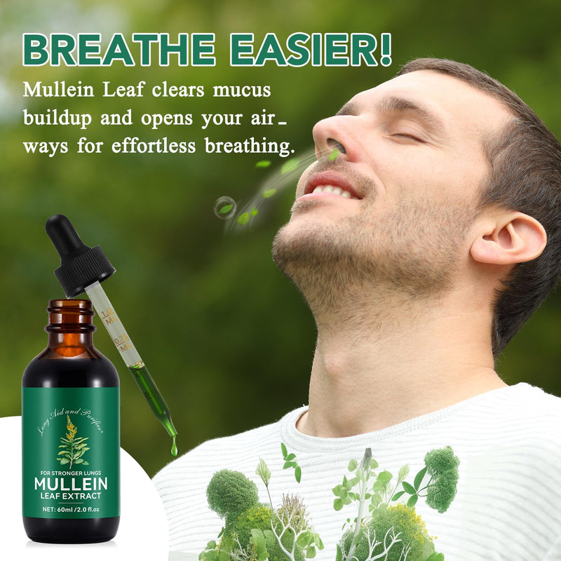 [Australia] - Mullein Drops for Lungs - Mullein Leaf Extract for Lungs, Chlorophyll Liquid Drops Supplement for Lung Cleanse, Natural Herbal 2 Fl Oz (Pack of 1) 