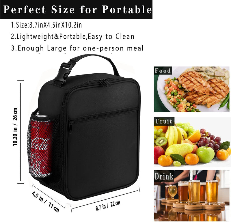 [Australia] - Lunch Box for Men Youth Kid Boys Girls Teen Adult - Reusable Lunch Bag Men - Insulated Small LunchBox Black 