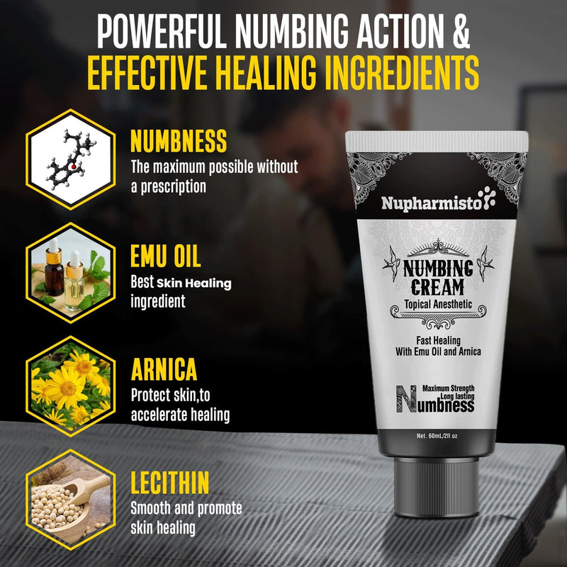 [Australia] - Numbing Cream Maximum Strength Long Lasting with 5x Numbing Emu Oil and Arnica 60ml 