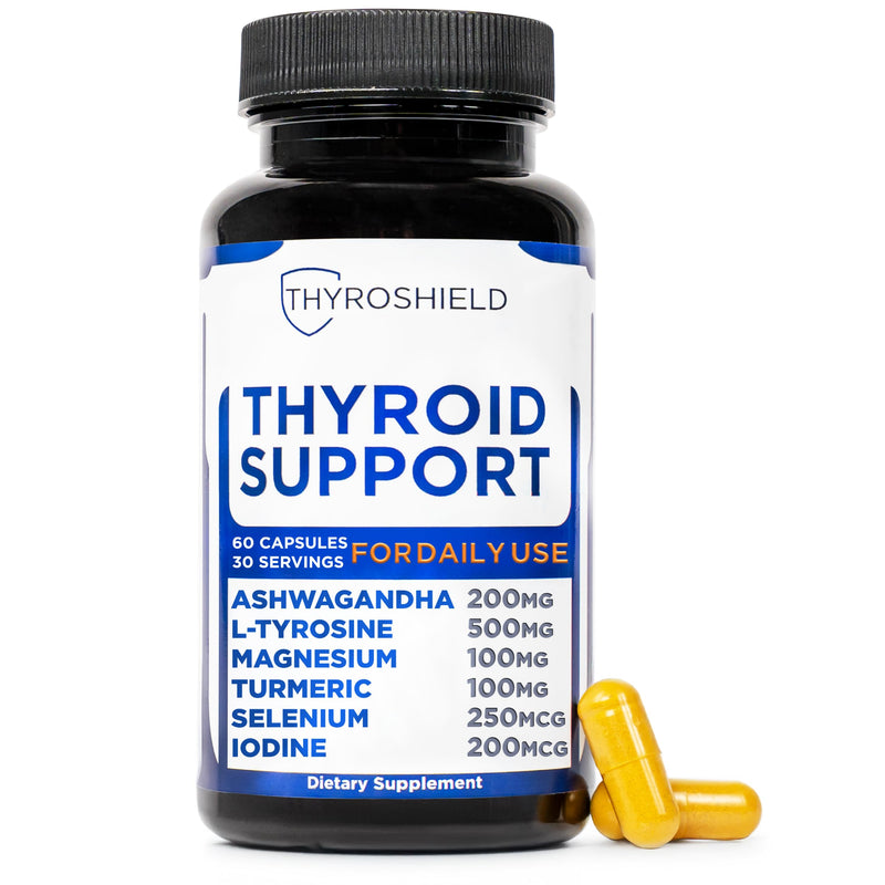 [Australia] - Thyroid Support, Pure Complex with Iodine, Ashwagandha, L-Tyrosine, Selenium, Thyroid Supplement for Women & Men, Energy, Hormone & Metabolism Support, cGMP, CoA Verified - 60 Capsules 
