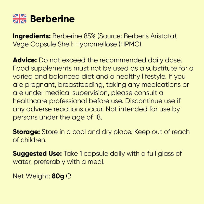 Berberine Supplement - 500mg per Capsule - 4 Months Supply - 120 Capsules - Stable Berberine Form- 1 per Day - Vegan-Friendly & Non-GMO - Sourced from Berberis Aristata