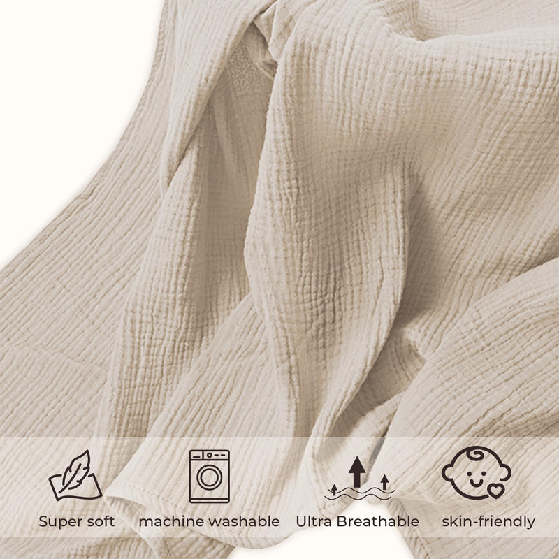 [Australia] - Cherub Muslin Nursing Cover for Breastfeeding, Breastfeeding Cover with Pocket Design & Carrying Bag, Soft Nursing Poncho, Baby Stroller Cover (Light Color) Light Color 