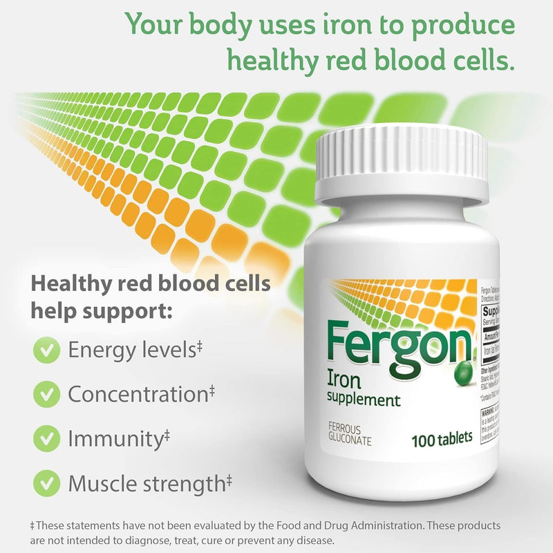 [Australia] - Fergon High Potency Iron Highly Soluble & Easily Digested, 27 mg Iron, 100 Tablets 