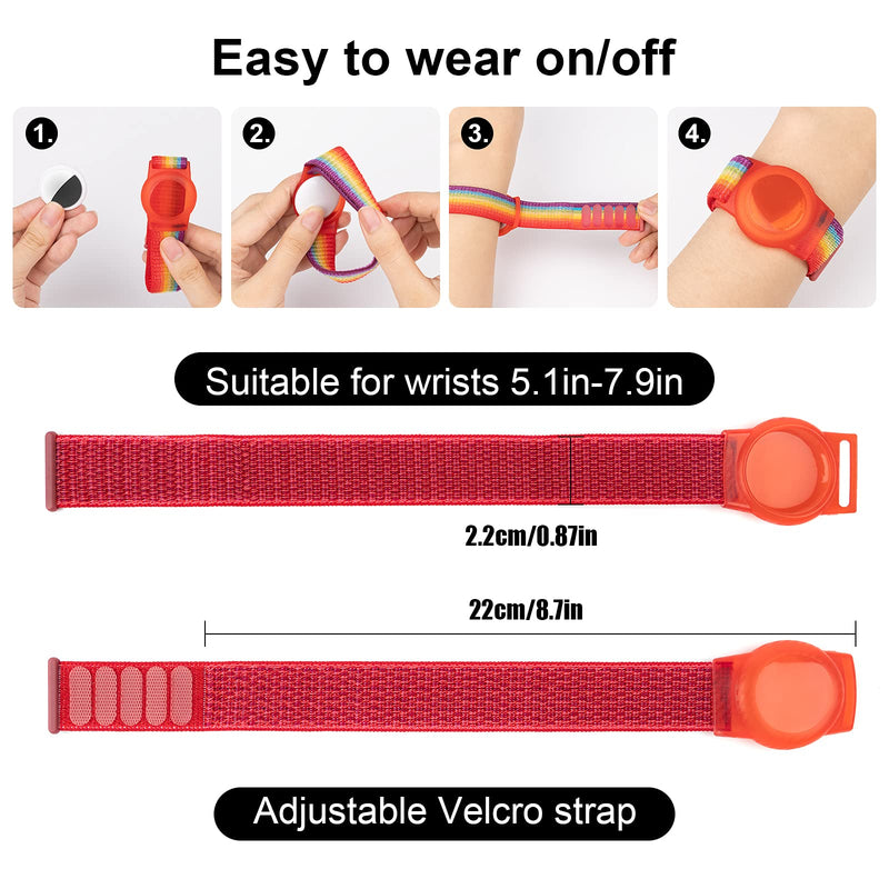 [Australia] - 2 Pack Kids Wristband Compatible with Apple AirTag, Protective Case for Air Tag GPS Tracker Holder with Nylon Bracelet, Adjustable Anti Lost Watch Band for Toddler Child Elder (Red & Blue) Red & Blue 