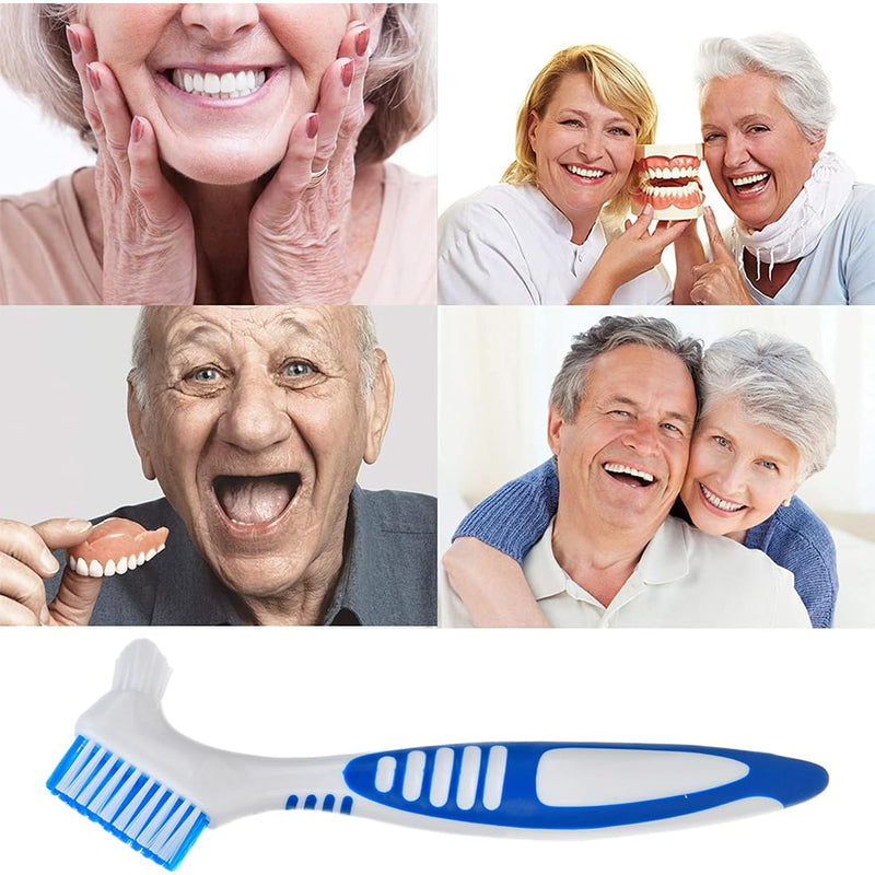 [Australia] - ZKGYUS Pack of 5 denture toothbrushes, portable denture cleaning brushes with moderate multi-layer bristles, double-sided brush for cleaning false teeth 