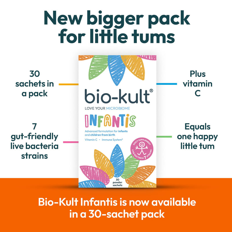 Bio-Kult Infantis Gut Health Probiotics for Kids and Babies| 7 Strains + FOS, VIT C | Immune Support | 30 Sachets