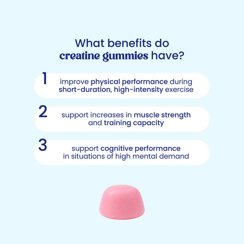 Pure Creatine Monohydrate Gummies – 1.5 g per Gummy – 60 Vegan Gummies – Pre-Workout Strength, Physical & Mental Performance – Cognitive Boost – Strawberry Flavour – Jelly Pills Sports – 1 Month