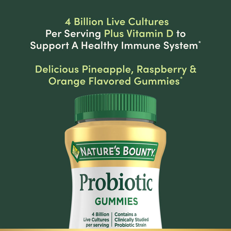 Nature's Bounty Probiotic Gummies, Immune Health & Digestive Balance, 60 Ct | Pineapple, Raspberry and Orange Flavor Gummies, 60 Ct Pineapple, Raspberry & Orange 60 Count (Pack of 1)