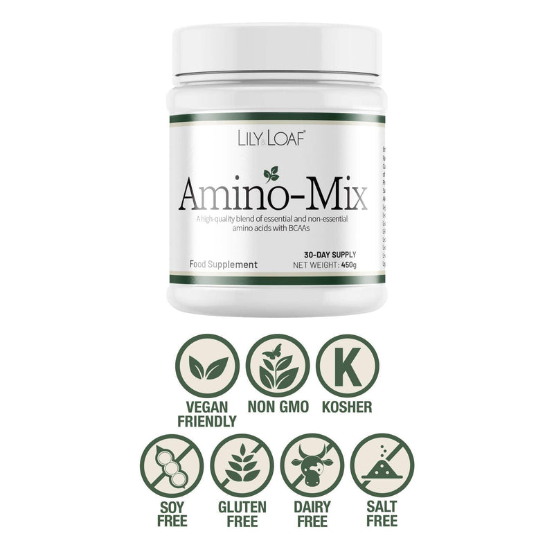 Lily & Loaf Amino-Mix Amino Acid Powder – Vegan Amino Blend with BCAAs & L-Glutamine, 450g, 30 Servings