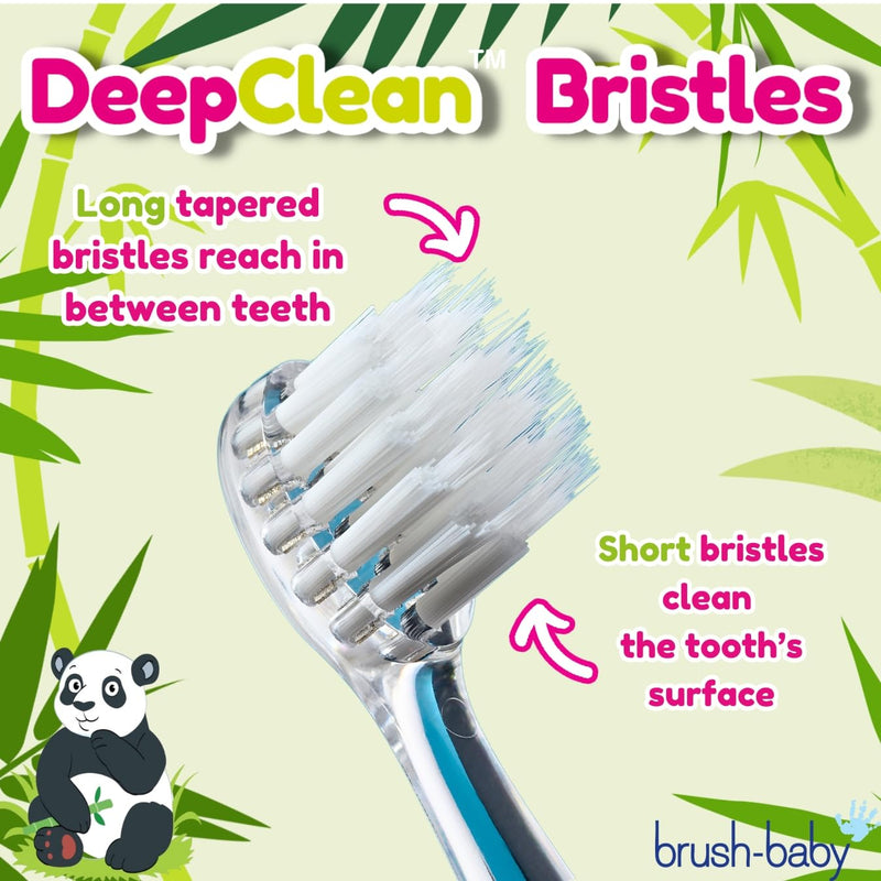 [Australia] - BrushBaby - WildOnes - Kids Rechargeable Electric Toothbrush, Ages 0-10 - Pan-Pan Panda Design with Flashing Lights - DeepClean Bristles for Superior Cleaning - 2 Replacement Brush Heads, 1 USB Cable 