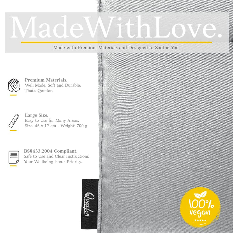 [Australia] - Grain pillow - heat pillow microwave made of cotton 46 x 12 cm - wheat filled - soft spelled pillow for pain relief back, neck and shoulder - great gift - light gray 