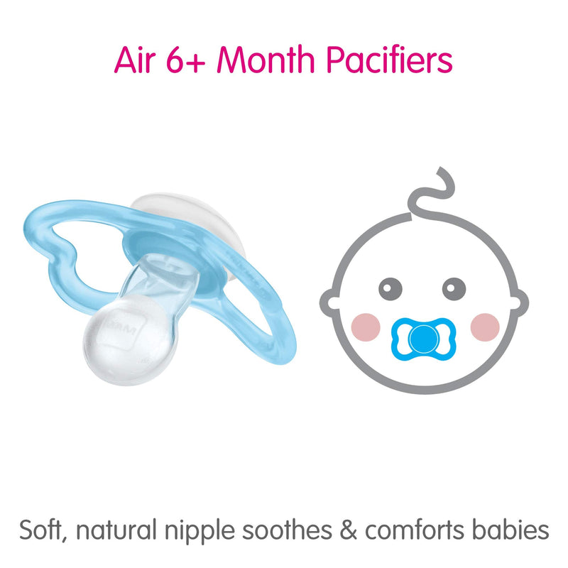 MAM Air Night & Day Baby Pacifier, for Sensitive Skin, Glows in The Dark, 3 Pack, 6-16 Months, Unisex