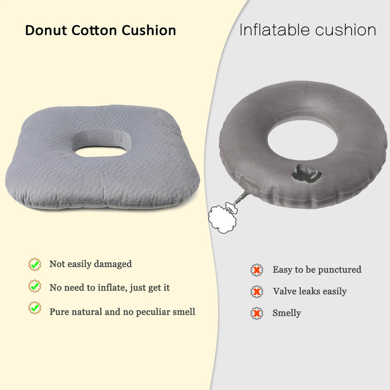 [Australia] - Donut Pillow for Tailbone Pain Relief, Wheelchair Cushion for Hemorrhoids and Bed Sores, Pregnancy, Donut Pillow Suitable for Office, Long Travel, Car and Home Sofa (Gray-Diagonal Grid) Gray-diagonal Grid 