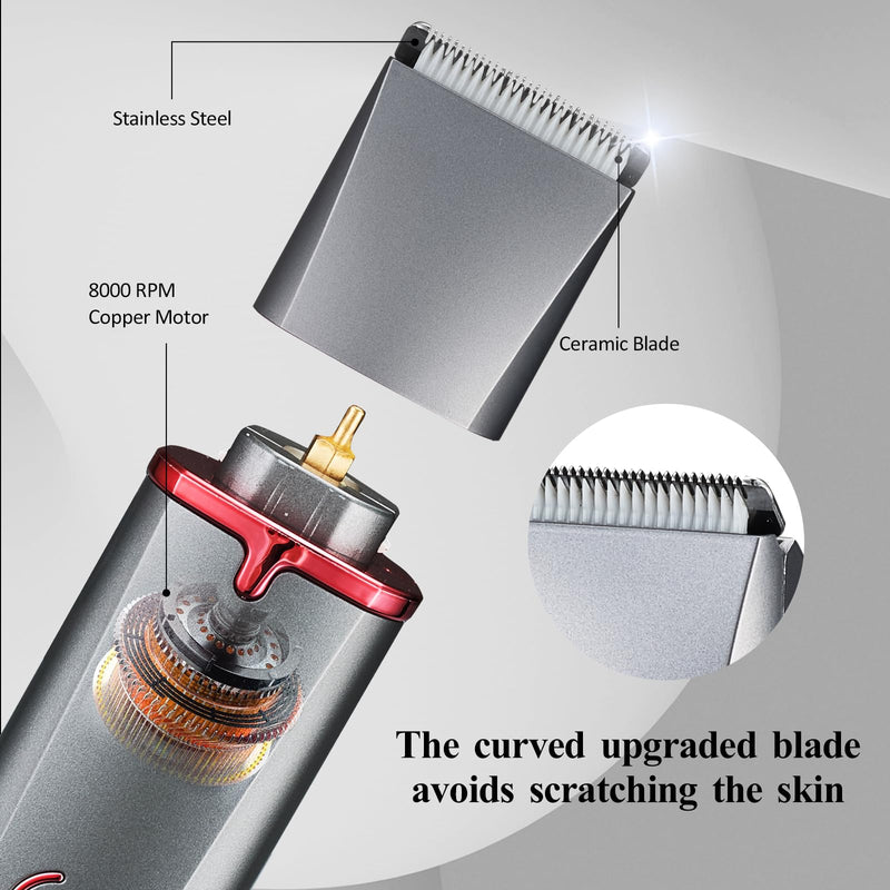 [Australia] - Electric Razors for Women, 3-in-1 Electric Lady Clipper Pubic Hair Trimmer-Painless Hair Removal Groomer Kit Rechargable Bikini Trimmer for Women with 3 Trimmer Heads, IPX7 Waterproof Gray & Chromed Red 