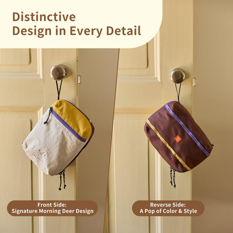 morning deer Small Toiletry Bag Travel Bag with Hanging Hook | Dry-wet Separation,Makeup Cosmetic Bag,Shaving Kit Toiletry Bag, Travel Organizer for Shampoo,Toiletries,Gym,Camping