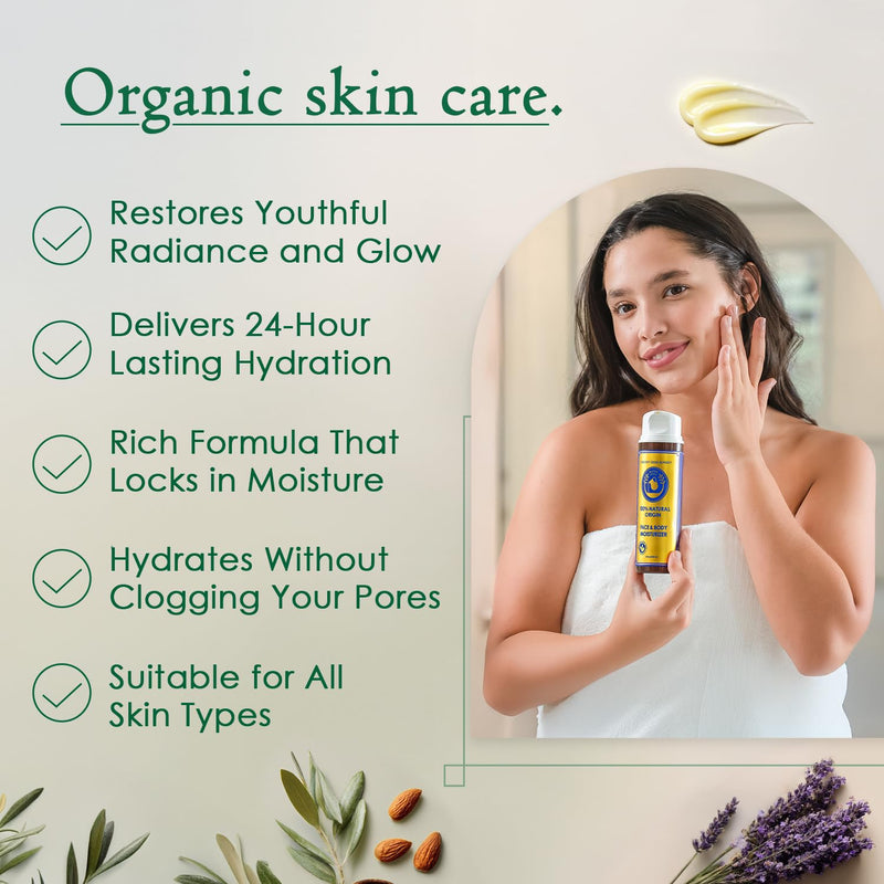 Organic Face Moisturizer for Dry Skin, Hydrating Facial & Body Butter Cream | Anti Aging Moisturizer Nourishes & Softens Mature & Sensitive Skin, Natural Face & Body Butter with Vitamin E & Rosehip Oil 6.8 Fl Oz (Pack of 1)