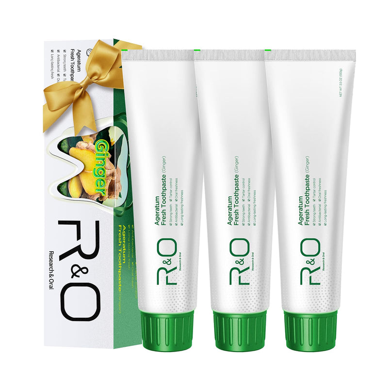 R&O Long-Lasting Fresh Ginger Mint Toothpaste, 3.53 oz - Removes Dental Plaque, Relieves Oral Discomfort, Enhances Oral Health, Maintains Fresh Breath - A Miracle for Oral Hygiene(3 Pack)