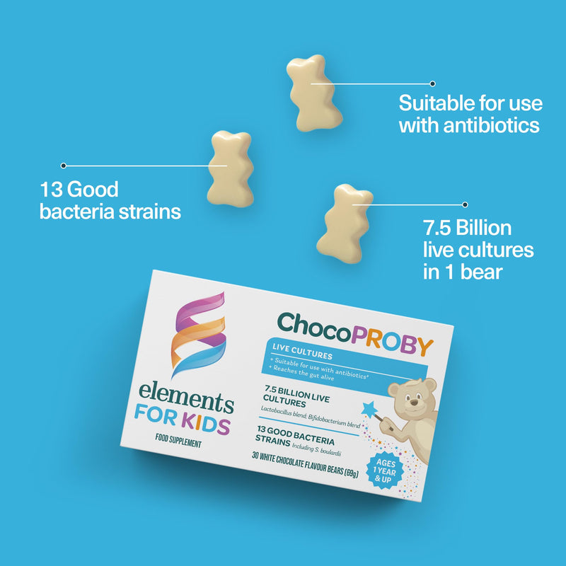 ChocoPROBY Kids Probiotic Bears – Tasty Probiotic Supplement with 13 Good Bacteria Strains for Gut Health – 7.5 Billion CFU – Gluten-Free & Non-GMO – Lab Tested for Safety