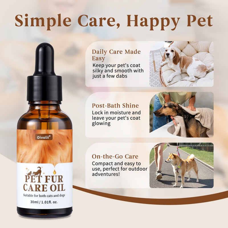 Pet Fur Care Oil Leave-in Conditioner for Dogs & Cats – Strengthen, Moisturize & Restore Natural Luster to Your Pet’s Coat, 1.01 fl. Oz - PawsPlanet Australia