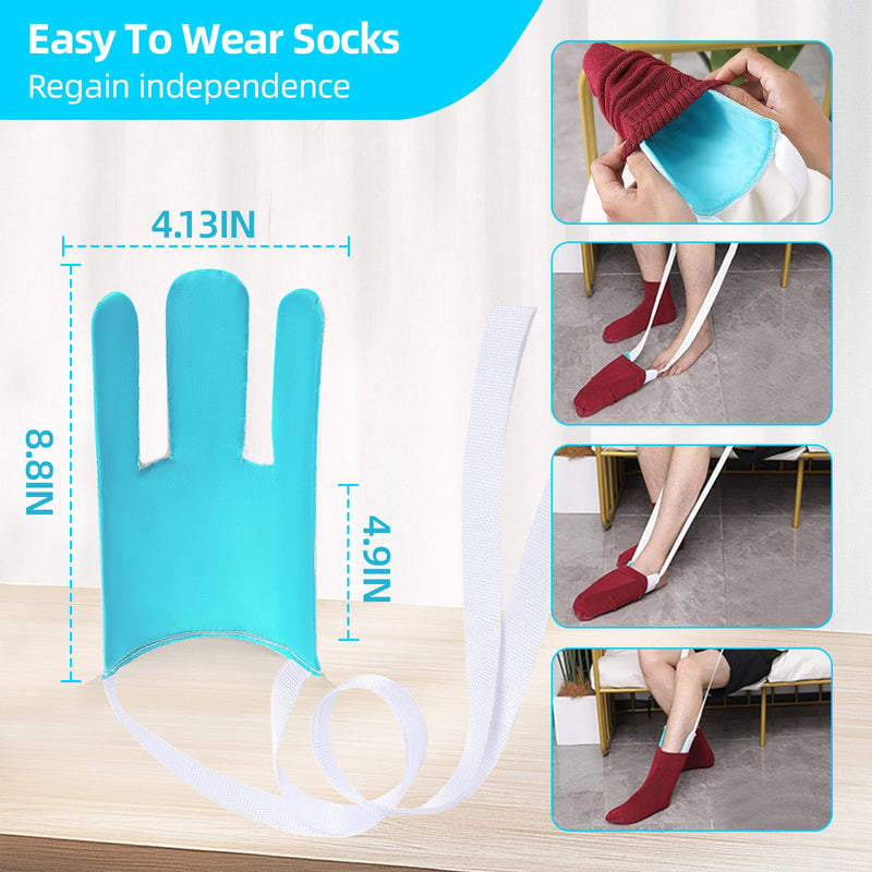 [Australia] - Sock Aids for Putting On Socks, Sock Assistant Device No Bending for Easy Dressing, Sock Helper Tool with Adjustable Extended Shoe Horn Long Handle, Back Scratcher for Seniors, Disabled, Pregnant 