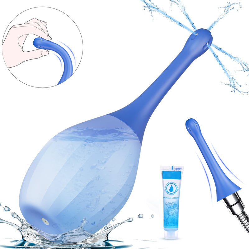 [Australia] - Enema Anal Douches for Men Women - Enema Bulb with Bendable Silicone Nozzles for Men Women Colon Cleanse, Anti Backflow Shower Douche Enema Kit with Lube, Anal Cleansing Feminine Care Douche Bottles 