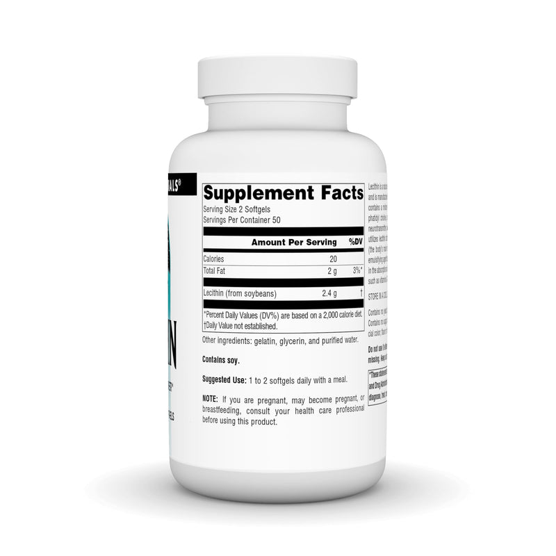 [Australia] - Source Naturals Lecithin 1200 mg, A Natural Emulsifier - 100 Softgels 