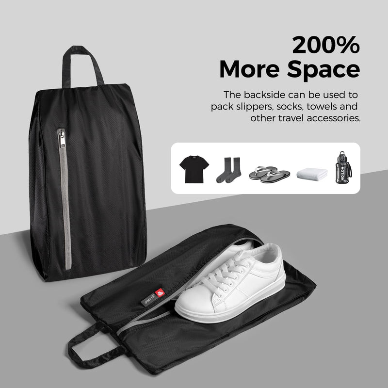 pack all Travel Accessories Bundle | 1 x 45L Foldable Duffel Bag (Black) & 1 x Foldable Shoe Bag (Plus-Black)